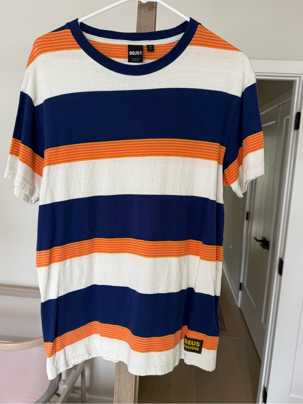 DEUS Ex Machina Navy, White & Orange Stripe Tee
